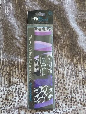 Womens Purple Leopard Print Stretch Headband